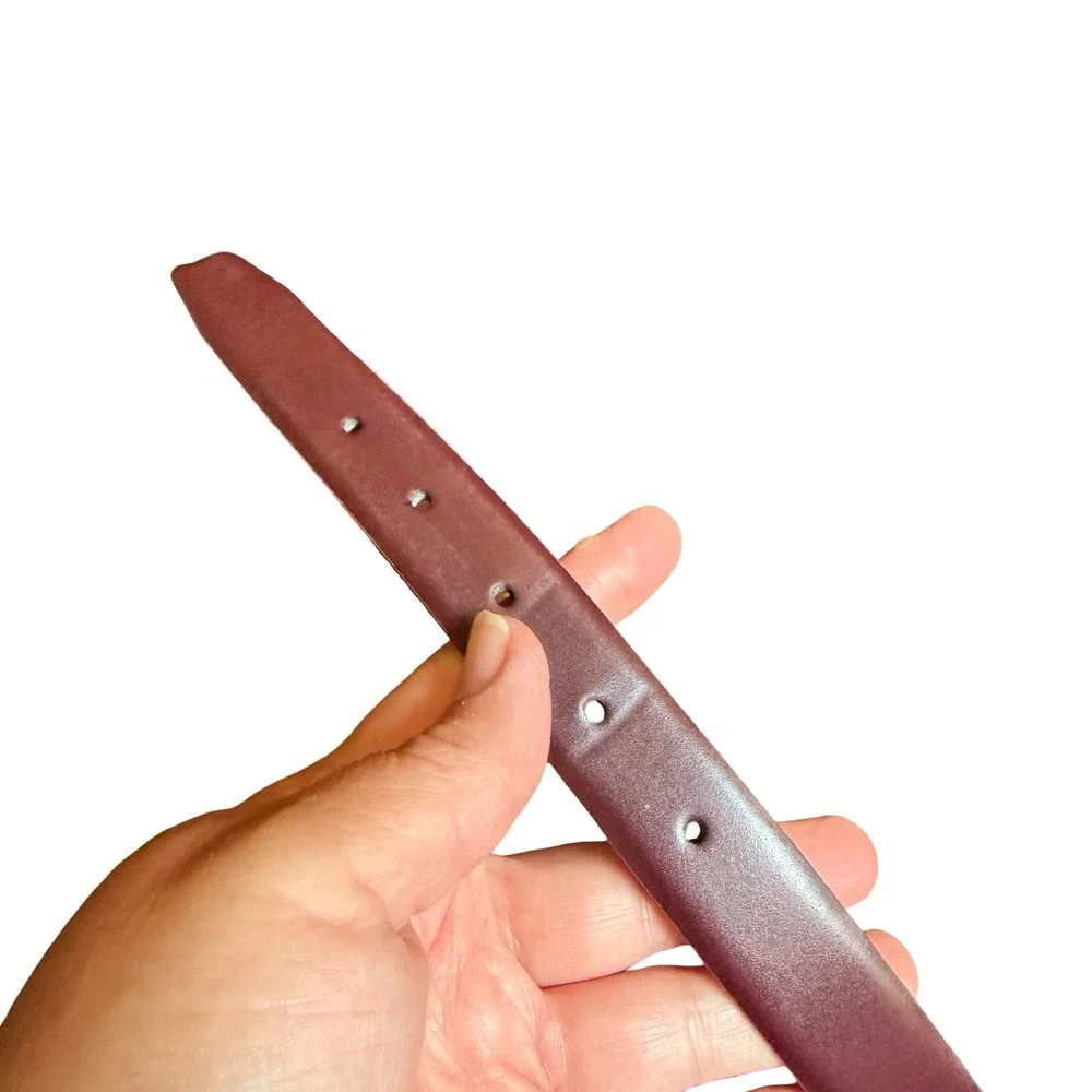 Christian Dior Belt 34 Burgundy Brown Vintage Split Leather Made in Spain 218585